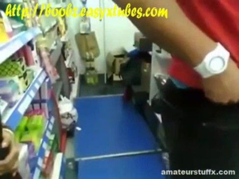 Horny Slut Quick Blowjob Behind The Counter Cum And Swallow