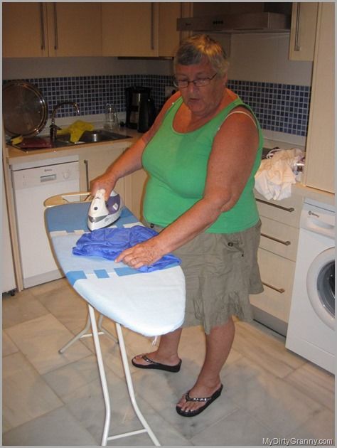 Fat Grandma , Grandma Libby , Ironing and Stripping in the Kitchen …