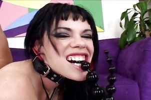 Puppy slut Gia loves to be lead around on a leash. Those oversize tits get squeezed and played with before her gorgeous ass get