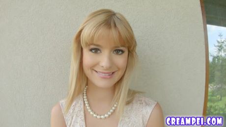 Blonde Charlyse shows off her pussy creampie