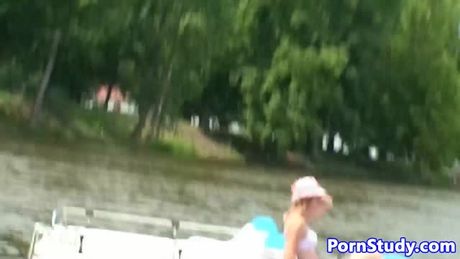 Public nude fetish eurobabe rides waterbike