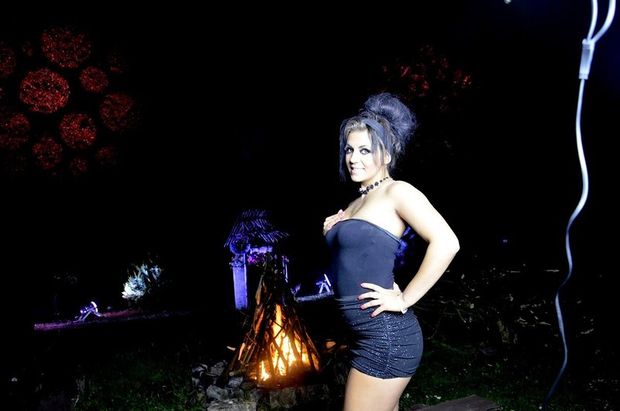 Curvy brunette posing