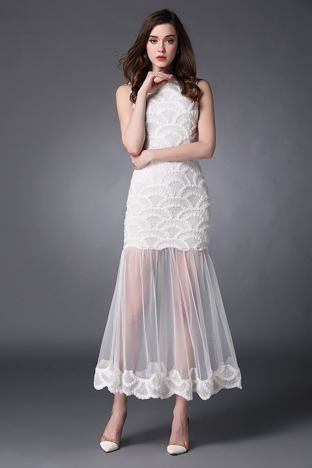 Cute girl in white dress