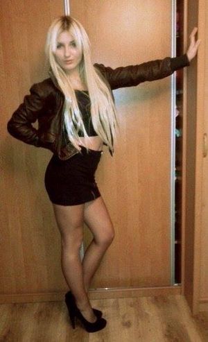 Hot blonde going out wearing fuck-me outfit