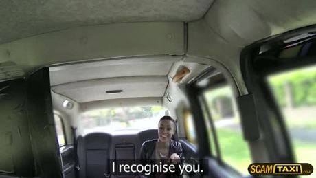 Alluring brunette babe gets hopped in a fake taxi as she goes to her boyfriend. She chats the driver until she gets convinced to have fun.