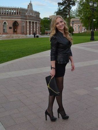 Busty blonde outdoors