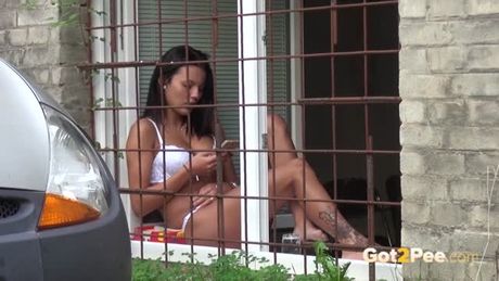 Teen pissing compilation as girls pee outside