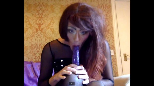 kara Fetishdoll Sissy faggot slut sucks dildo nylon fetish