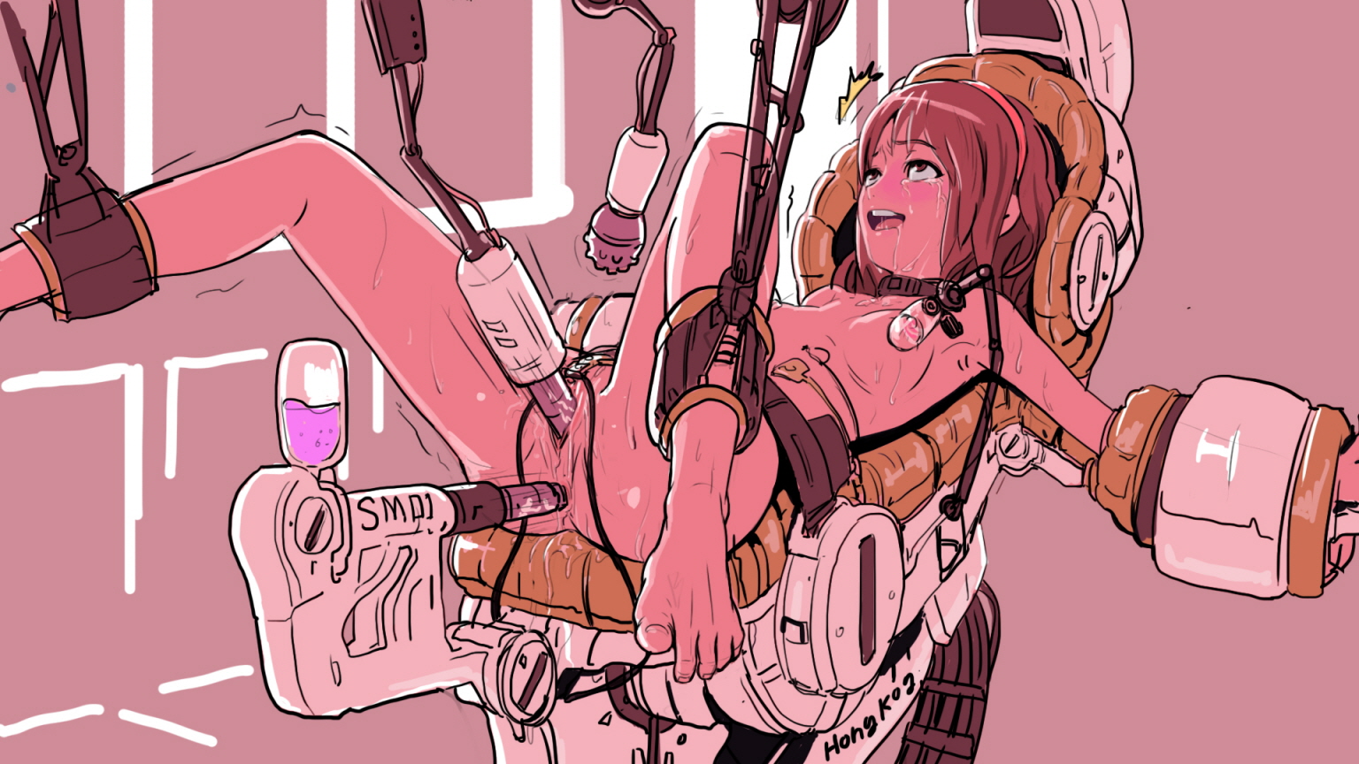 original ladic censored uncensored 16:9 aspect ratio 1girl ahegao anal barefoot bdsm bondage breasts brown hair collar crying crying with eyes open dildo double penetration feet female hairband lactation machine milking machine nipples restrained saliva s