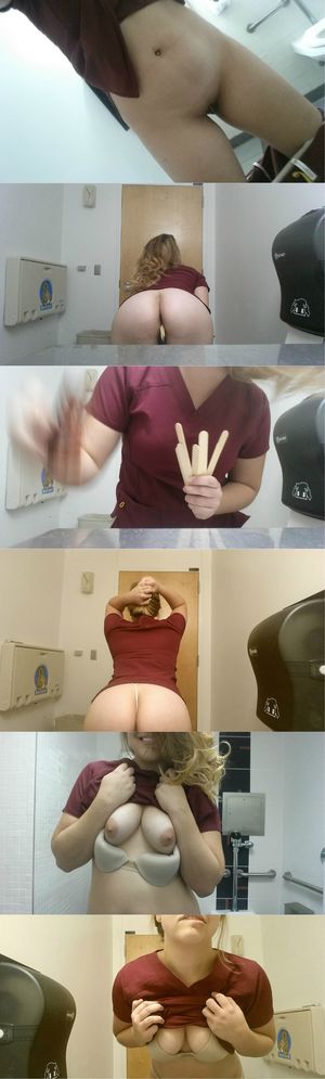 Maroon scrubs and tongue depressors