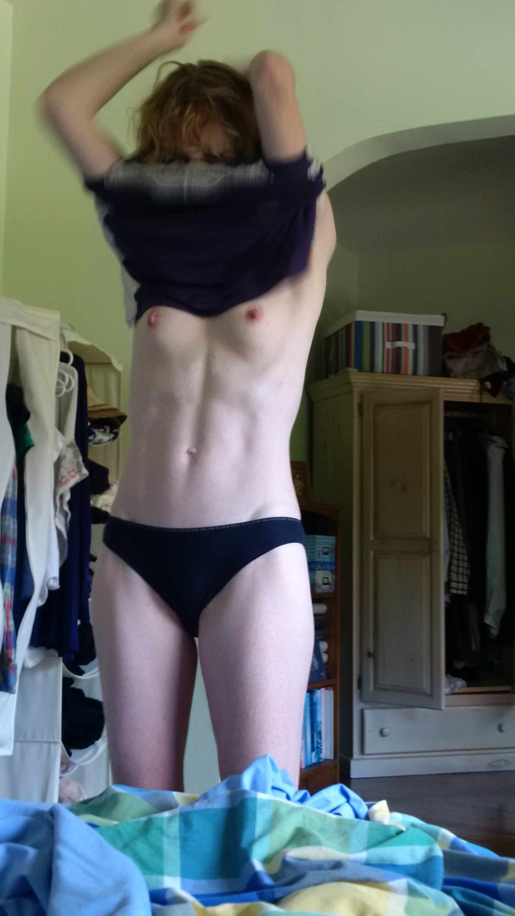 Trying on lingerie