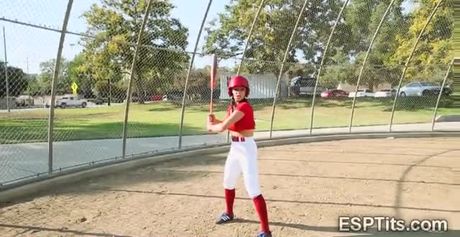 Busty softball babe is very skilled handling the wood