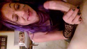 Candyapple Bliss choked with belt gagging long cock