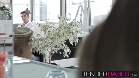 Beautiful brunette Stella Cox having sensual sex on the sofa