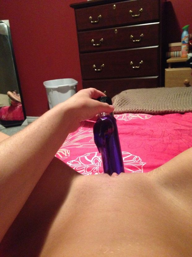 Purple toy masturbation selfie