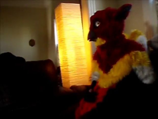 fur bird wanking for his doggie