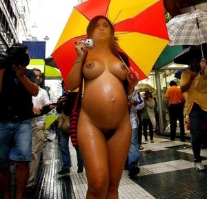 Pregnant Latina Babe Walking Nude In Public