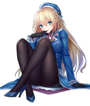 kantai collection atago (kantai collection) steelleets 1girl black gloves black legwear blonde blush breasts female full body gloves green eyes hat high heels large breasts legs long hair looking at viewer military military uniform pantyhose shoes simple