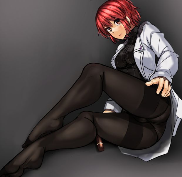 touhou horikawa raiko ayakumo 1girl ass black legwear blush breasts gusset jacket large breasts long sleeves looking at viewer no pants open clothes open jacket panties under pantyhose pantsu pantyhose red eyes red hair ribbed sweater sitting smile solo s
