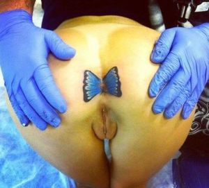 Butterfly Tattoo On Asshole