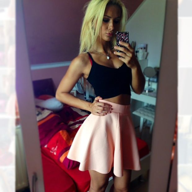 Athletic babe dressed up