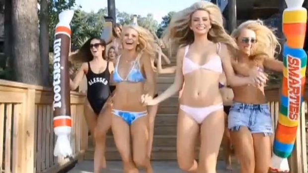 The video shows dozens of members from the apparently all-white sorority partying in bikinis and lounging around their sorority house.
