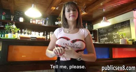 Sexy huge boobies waitress sucks and screwed for extra money