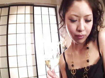 After a glass of wine horny Hana takes on a g