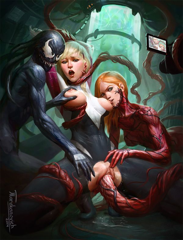 Gwen Stacy: Spider-Woman fucked by Carnage and Venom