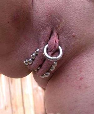 pussymodsgalore:Labia bars, chastity piercing.
