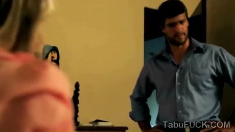 Slutty teen beauty surprises stepdaddy with naughty blowjob