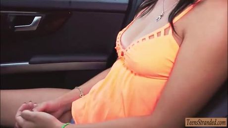 Beautiful teen girl Mallory Madison wrecked by stranger dude