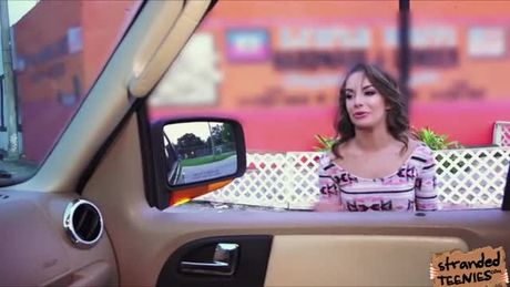 Run away chick Kimmy Granger needs company. A guy offers ride and she hitch hikes. Kimmy likes the guy so she shows her tits.