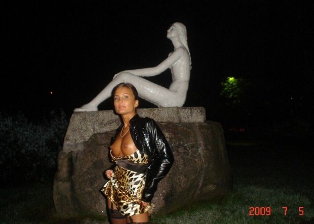 Hot and nasty girlfriend posing public at night