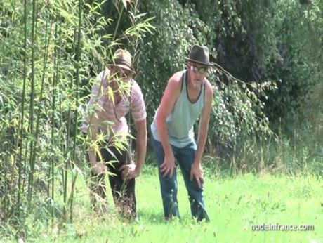 Young french teen fucked and facialized by old men in 3way while voyeur watching - 40 min