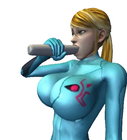 3d animated blonde_hair fellatio female human lipstick lowres metroid samus_aran zero_suit