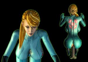 3d anal animated ass ass_cutout bent_over blonde_hair bodysuit bouncing_breasts breasts female female_only from_behind gif green_eyes hanging_breasts human large_breasts long_hair metroid nintendo ponytail samus_aran skin_tight solo torn_clothes zero_suit