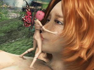 2girls 3d animated areola dickgirl erect_nipples fairy fairy_wings fellatio futanari gif nipples red_hair sexual_fantasy_kingdom tagme voluptuous