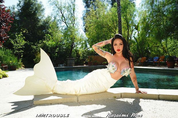 gothic mermaid at pool