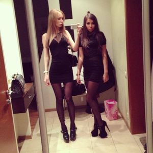 Blonde and brunette bimbo chicks