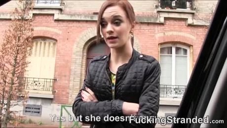 Stranded euro teen Lea Guerlin fuck in the van for free ride