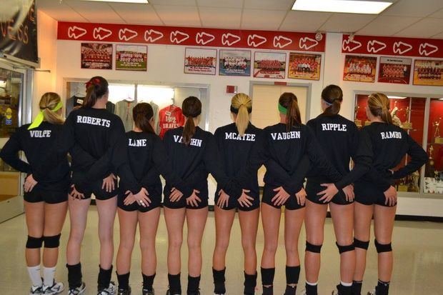 College Volleyball players...always got each other's.....