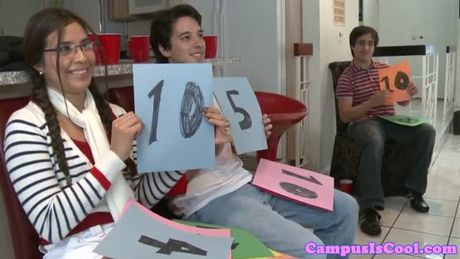 Amateur college party with fun nudity game