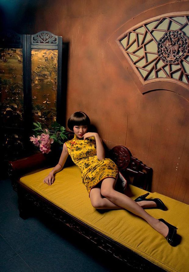 Yellow Cheongsam Gown Dresses