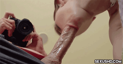 Deepthroating his huge cock and getting a picture of it