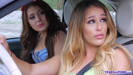 Teen hotties JoJo Kis sand Mila Marx boned outdoors by a cop