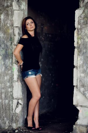 Abandoned building and nice leggy chick