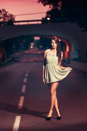 Redhead chick posing outdoors