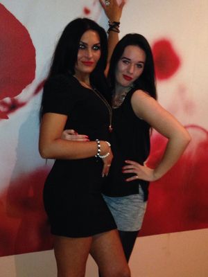 Dark hair party bimbos