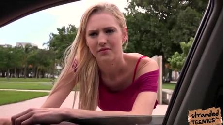 Teen Mila Evans is dumped by her lover. A guy offers her a ride home. Mila hops in and he seduces her by touching her big tits.